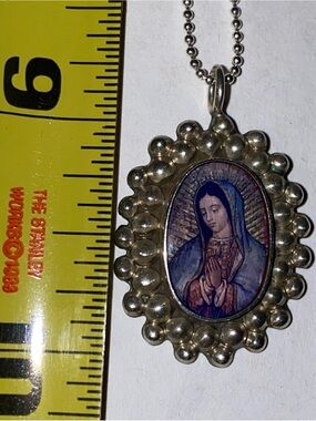 Vintage, Mary Necklace, 925 Sterling Silver, Oval